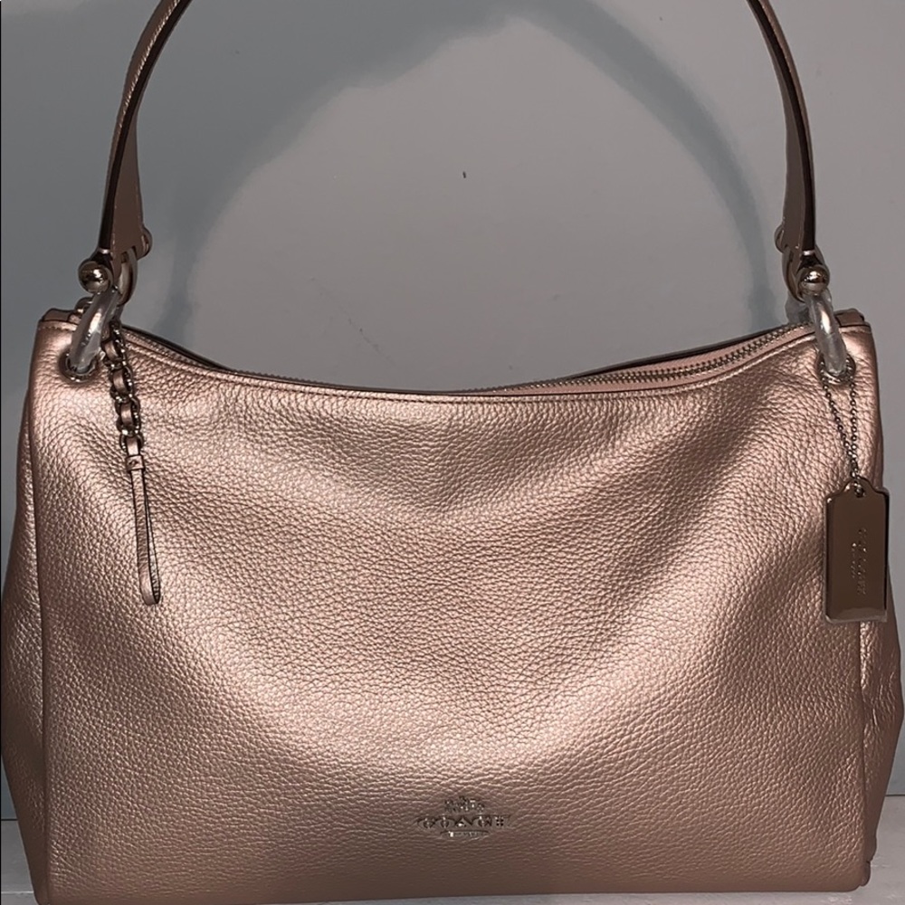 Coach Leather Shoulder Bag Rose Gold NWT